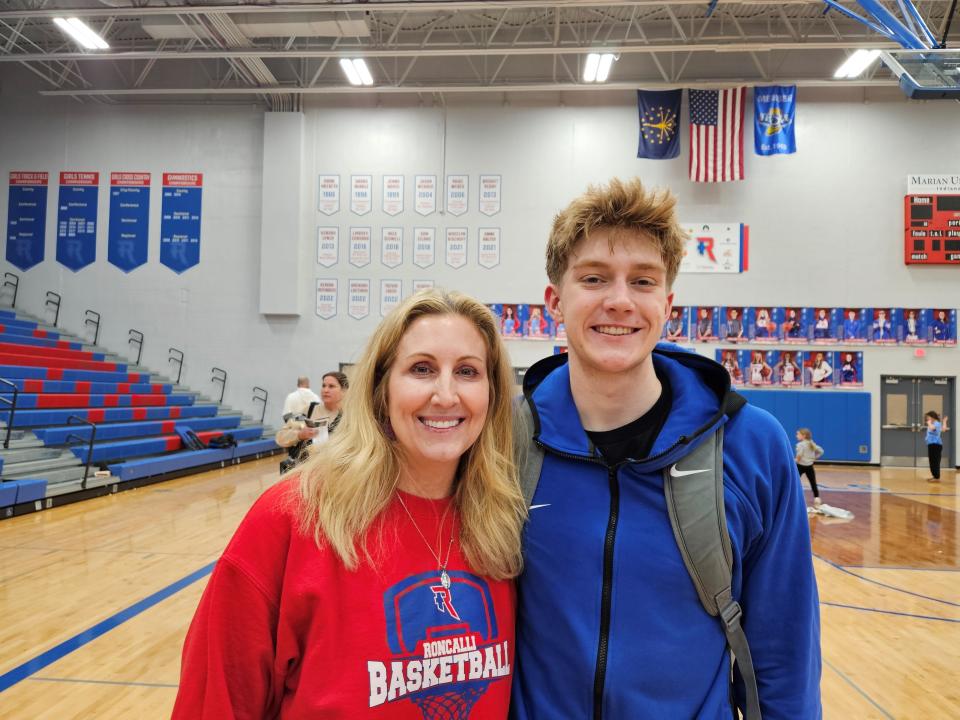 Roncalli senior Drew Kegerreis and his mom Sarah (Hurrle) Kegerreis, who was an Indiana All-Star at Roncalli.