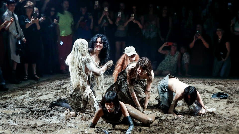 Elena Velez filled a Brooklyn warehouse with mud to take mudslinging to new heights. - Victor Virgile/Gamma-Rapho/Getty Images