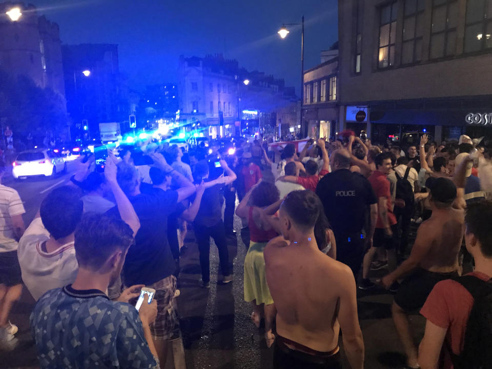 England fans are celebrating after a dramatic World Cup win over Colombia