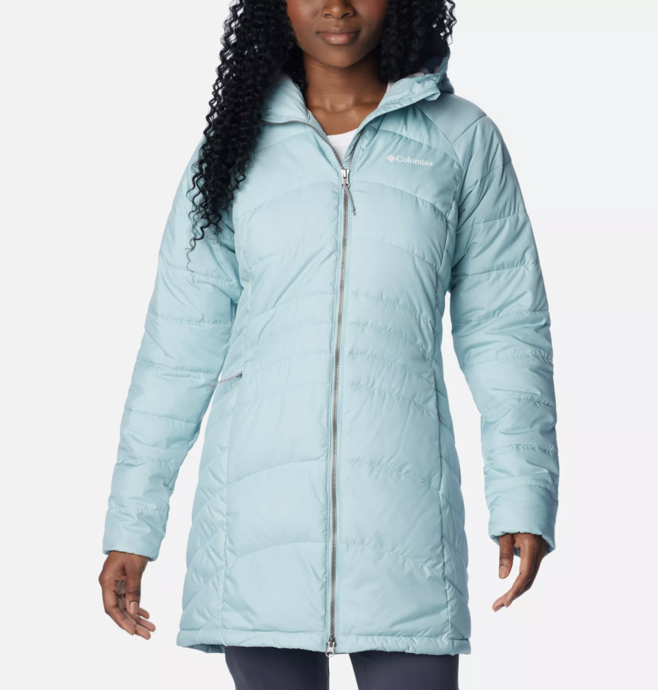 Karis Gale Long Jacket in Aqua Haze (Photo via Columbia)