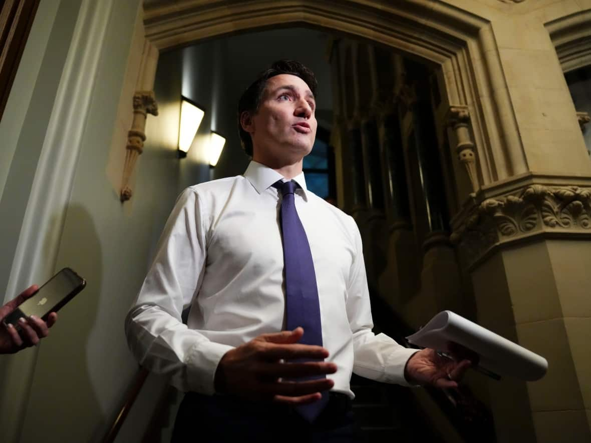 Prime Minister Justin Trudeau arrives at a caucus meeting on Parliament Hill in Ottawa on Wednesday. (Sean Kilpatrick/The Canadian Press - image credit)