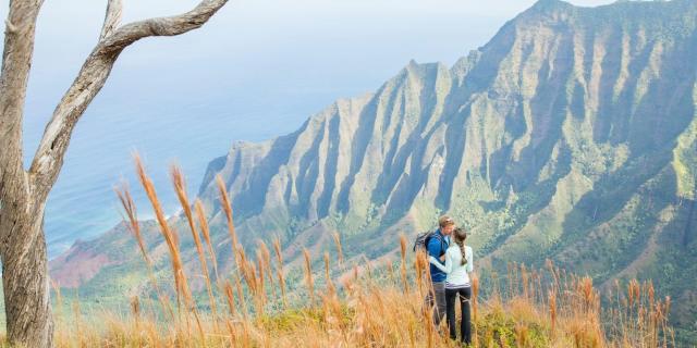 A couple hikes along the Kalepa Ridge in Kaua&#x002018;i, Hawaii.