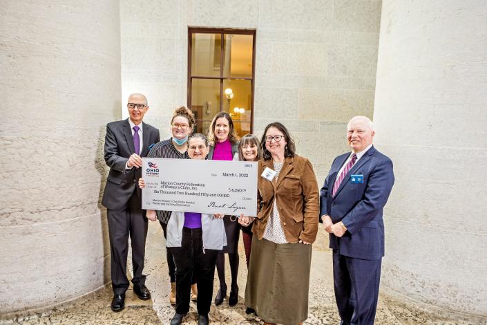 Ohio History Connection representatives presented the check to Women&#39;s Club members Keily Cunningham, Sharol Herr, Deb Stark and Margaret Sumner on March 1 at the Statehouse. Also present was State Rep. Tracy Richardson.