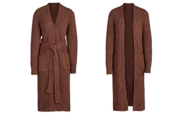 Cozy Knit Bouclé Robe In Camel