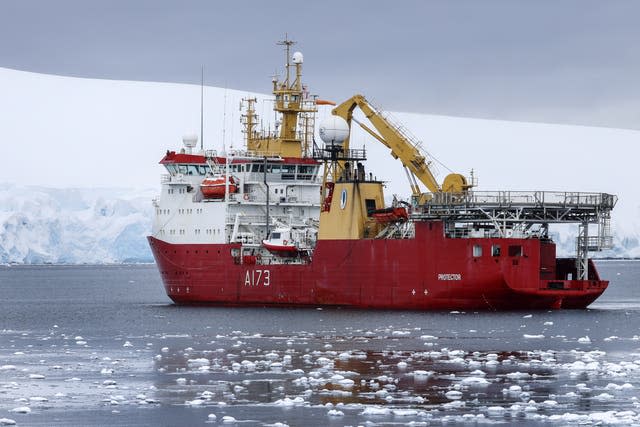 HMS Protector in Port Lockroy