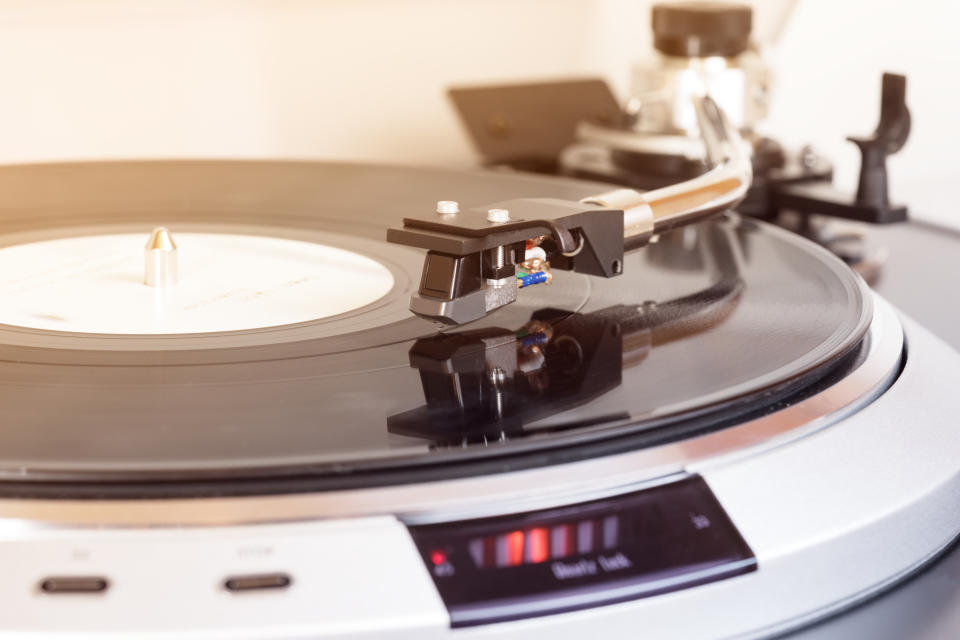 Analog turntable playing record plate LP