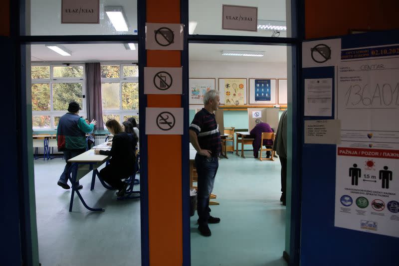 Presidential and parliamentary elections at a polling centre in a school in Sarajevo