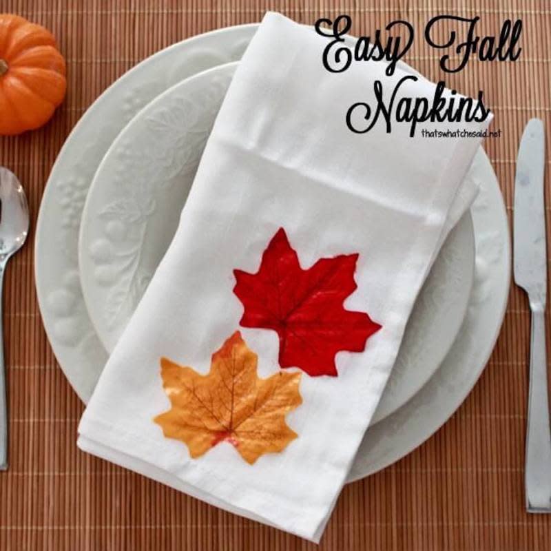 <p>That’s What Che Said</p><p>Your guests will love these Thanksgiving-themed napkins. You can find them at <a href="https://www.thatswhatchesaid.net/fall-napkins/" rel="nofollow noopener" target="_blank" data-ylk="slk:That’s What Che Said;elm:context_link;itc:0;sec:content-canvas" class="link "><em>That’s What Che Said</em></a><em>.</em></p><p><strong>Related: <a href="https://www.yahoo.com/lifestyle/13-healthier-pumpkin-dessert-recipes-171817383.html" data-ylk="slk:Healthy Pumpkin Dessert Recipes;elm:context_link;itc:0;sec:content-canvas;outcm:mb_qualified_link;_E:mb_qualified_link;ct:story;" class="link  yahoo-link">Healthy Pumpkin Dessert Recipes</a></strong></p>