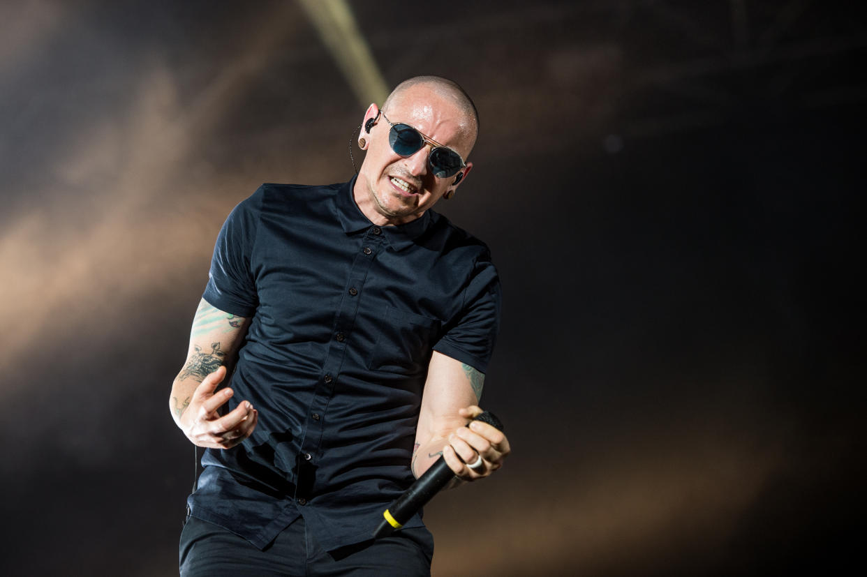 Chester Bennington performing with Linkin Park in June 2017.