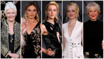 Nominees for the 75th Golden Globe Awards, Best Performance by an Actress in a Motion Picture, Musical or Comedy category, (L-R) Judy Dench, Margot Robbie, Saoirse Ronan, Emma Stone, and Helen Mirren are seen in a combination of file photos. REUTERS/File Photos