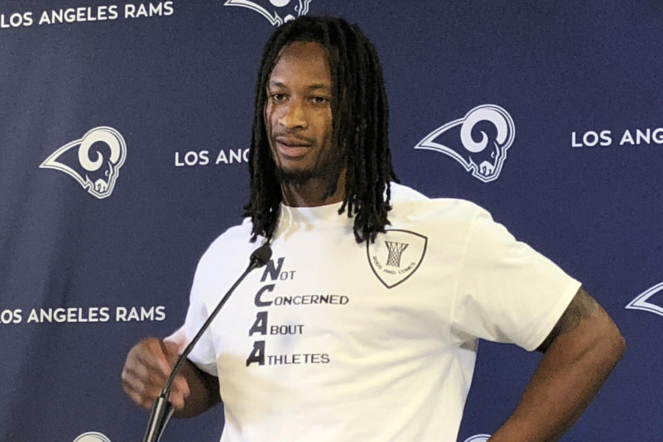 Running back Todd Gurley called out the Rams for not paying him guaranteed money. (AP Photo/Greg Beacham)