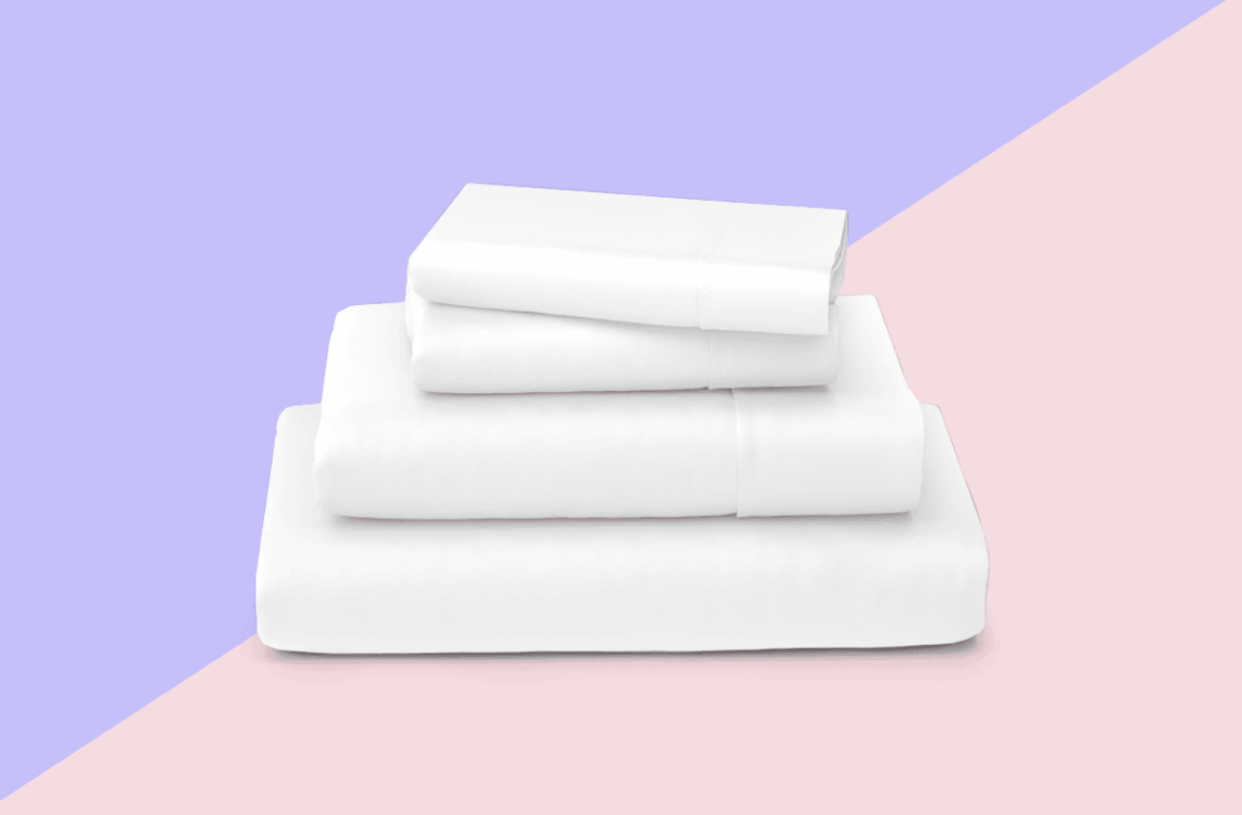 White sheets on colorful background.