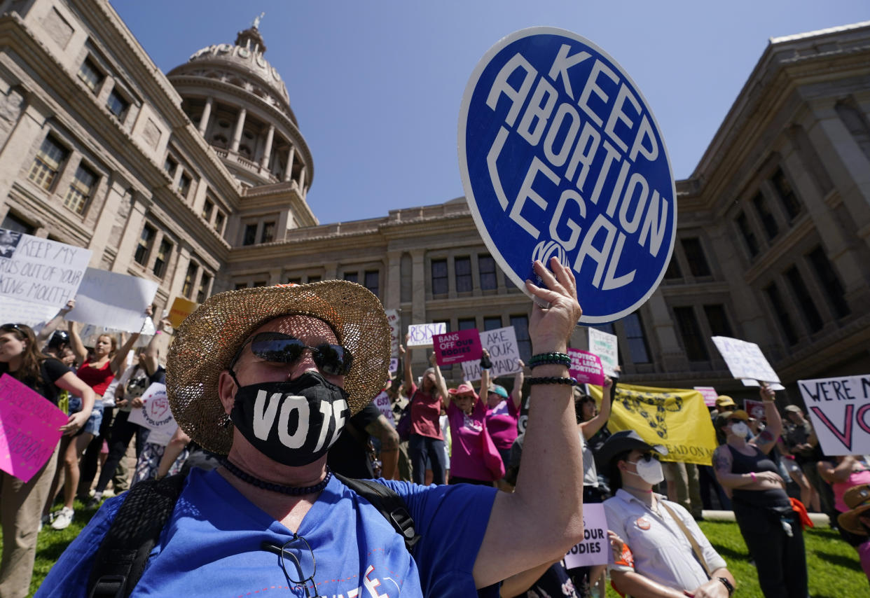 Abortion rights demonstrators attend a rally at the Texas Capitol in Austin, Texas, May 14, 2022. (Eric Gay/AP)