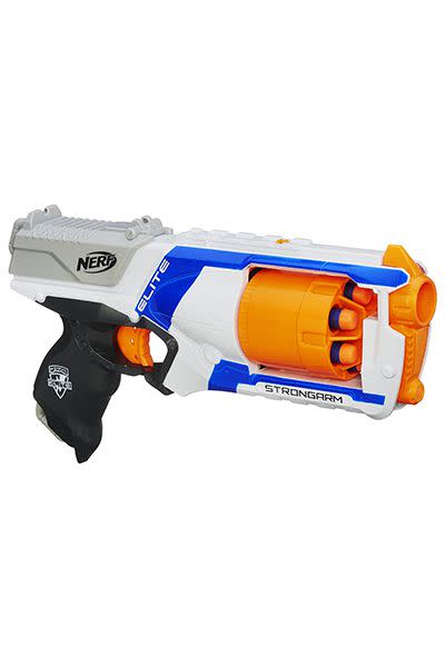<p>$13</p><p><a rel="nofollow noopener" href="https://www.amazon.com/Nerf-N-Strike-Elite-Strongarm-Blaster/dp/B00DW1JT5G/ref=pd_ybh_a_27" target="_blank" data-ylk="slk:SHOP NOW" class="link ">SHOP NOW</a></p><p>Whoever receives this Nerf gun will be the undisputed winner of any battle they enter thanks to its fast-firing and quick-loading ways.</p>