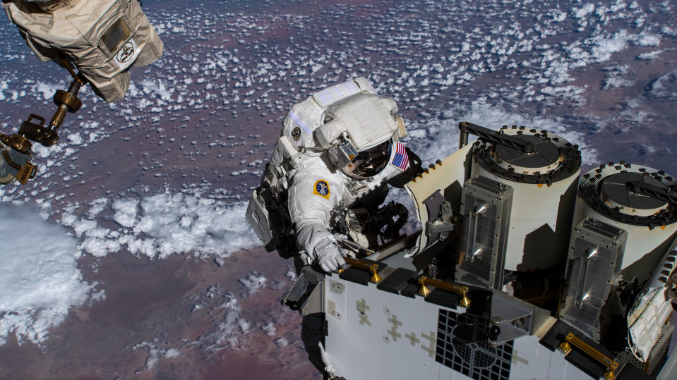 NASA astronaut Josh Cassada during a spacewalk.