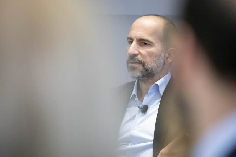 Uber CEO Dara Khosrowshahi attends a meeting with the Economic Club of New York in New York City