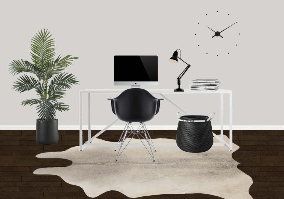 <p>In the office, Ashley kept the color palette neutral, so as not to distract from the clients' work. "Nothing is more midcentury modern than an Eames molded plastic arm chair," says Ashley.</p>