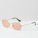 <p>Ray-Ban Hexagonal Sunglasses With Rose Gold Lens, £143, ASOS</p><p><a rel="nofollow noopener" href="http://www.asos.com/ray-ban/ray-ban-hexagonal-sunglasses-with-rose-gold-lens/prd/9359660?clr=gold&SearchQuery=&cid=4545&gridcolumn=4&gridrow=10&gridsize=4&pge=1&pgesize=72&totalstyles=439" target="_blank" data-ylk="slk:BUY NOW;elm:context_link;itc:0;sec:content-canvas" class="link ">BUY NOW</a><br></p>