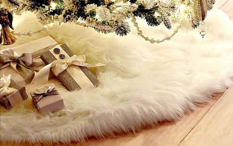 Faux Fur Christmas Tree Skirt - Credit: Amazon