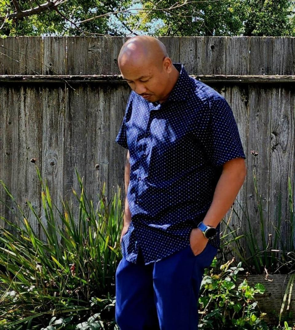 Sithy Bin, a former Modesto gang member, at the home of his fiancée in Southern California. He now helps former inmates like himself with housing, jobs and education, and mentors at-risk youth.