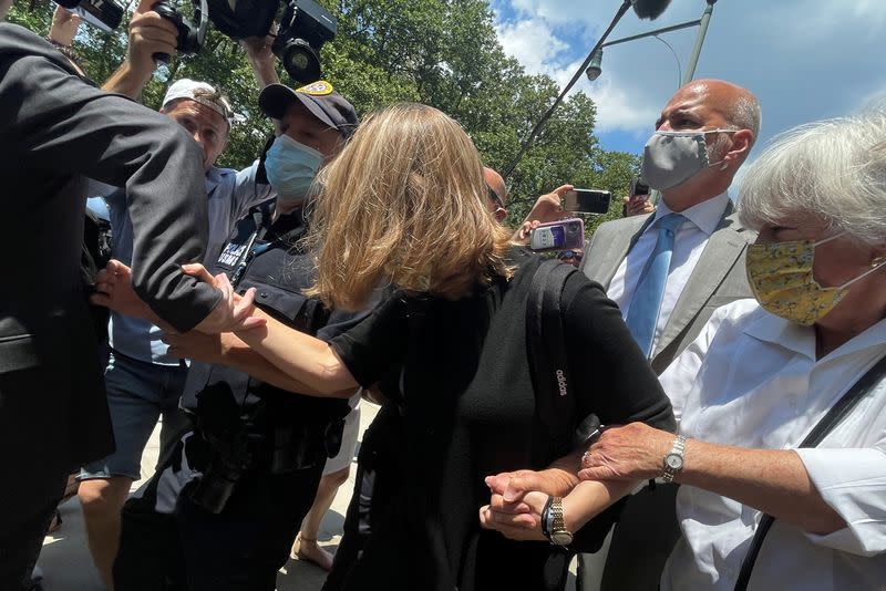 Actor Allison Mack exits court after being sentenced for her part in NXIVM cult in New York City