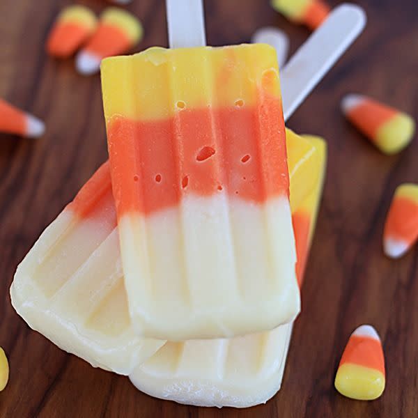 Candy Corn Pudding Pops