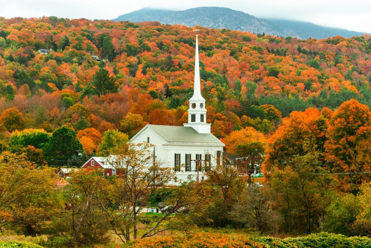 Stowe in Vermont during the fall season