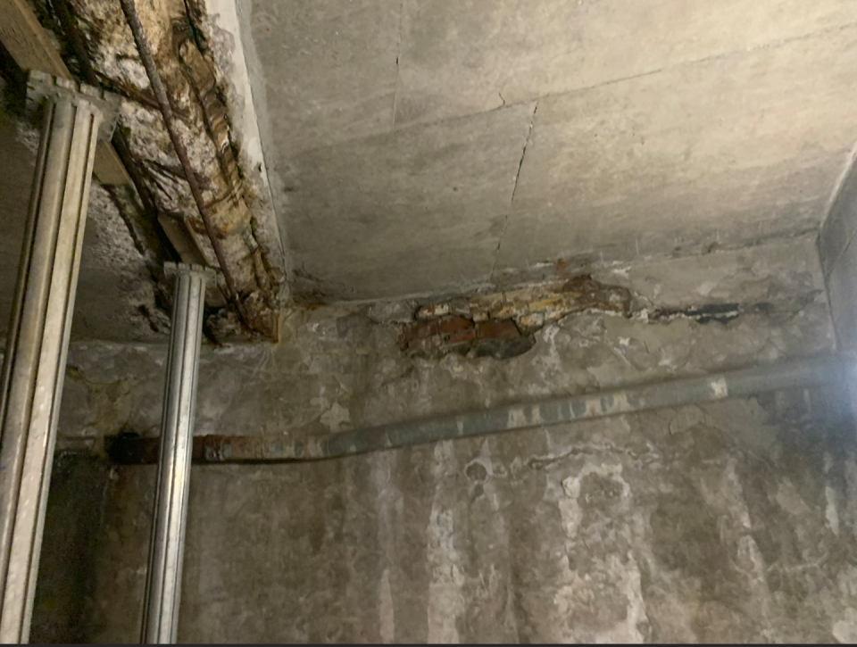 Deteriorating reinforced concrete and rusted or exposed reinforcing steel are warning signs to watch for. Courtesy of Jensen/BRV Engineering