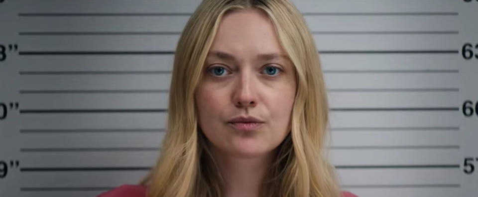 Abby Winbury gets a mugshot in Netflix's "The Perfect Couple"