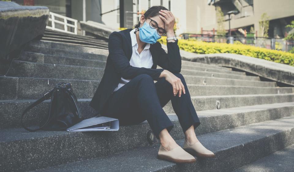 <span class="caption">A new study finds that depression increased for all social classes during the COVID-19 pandemic.</span> <span class="attribution"><a class="link " href="https://www.gettyimages.com/detail/photo/unemployed-businesswoman-having-stressed-after-royalty-free-image" rel="nofollow noopener" target="_blank" data-ylk="slk:boy_anupong/Moment via Getty Images;elm:context_link;itc:0;sec:content-canvas">boy_anupong/Moment via Getty Images</a></span>