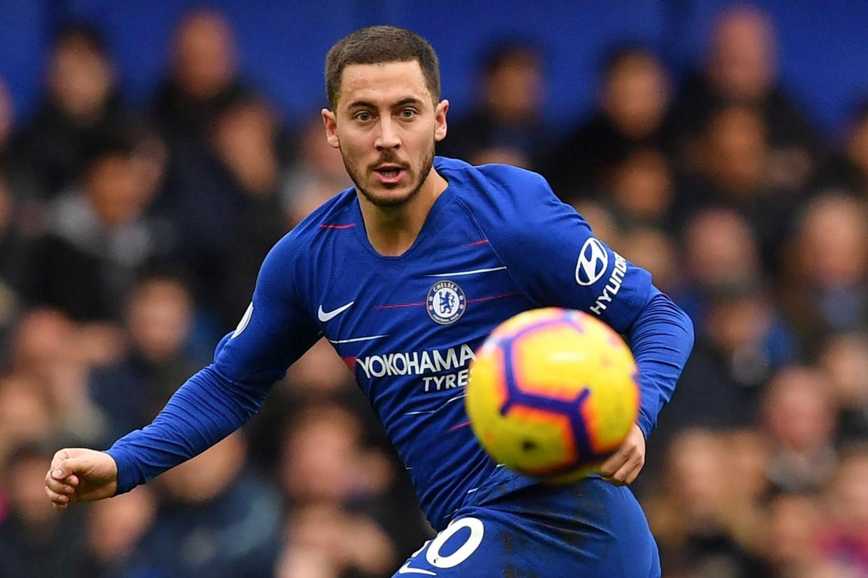 Winning formula: Eden Hazard operated as a 'false nine' in the 2-0 win over Man City: AFP/Getty Images