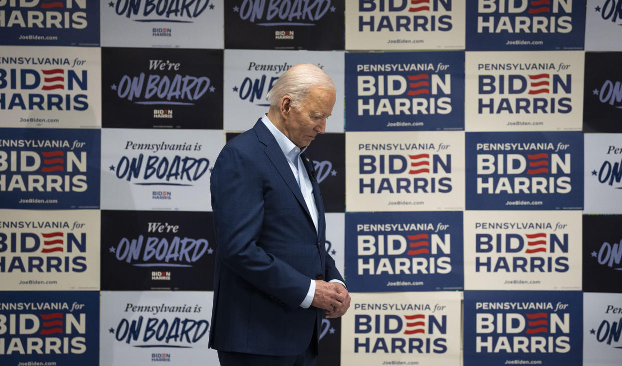 President Joe Biden at a reelection campaign event in Philadelphia on April 18, 2024. (Doug Mills/The New York Times)