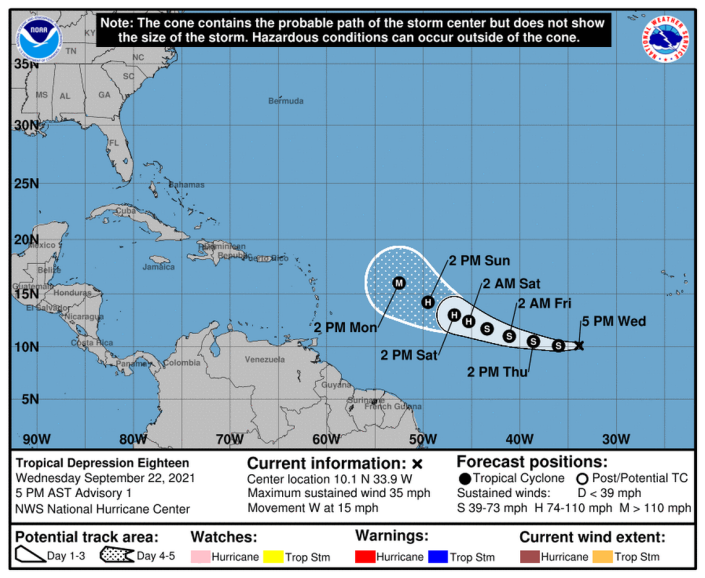 Tropical Depression 18 has formed in the Atlantic, and it&#x002019;s set to become Catgeory 3 Hurricane Sam this week.