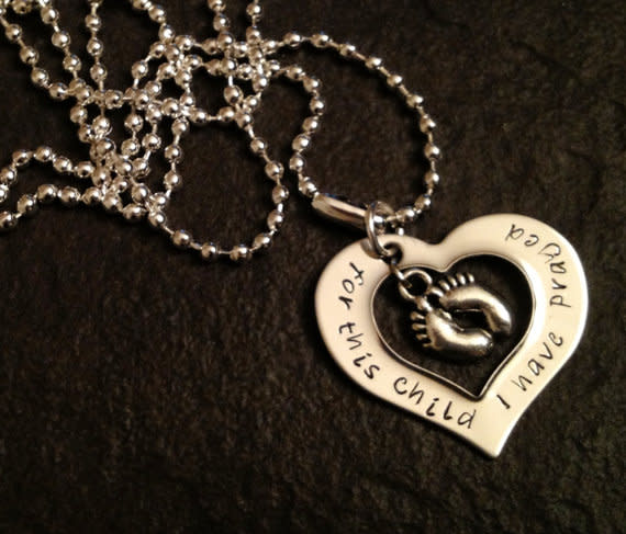 Hand Stamped Baby Feet Necklace