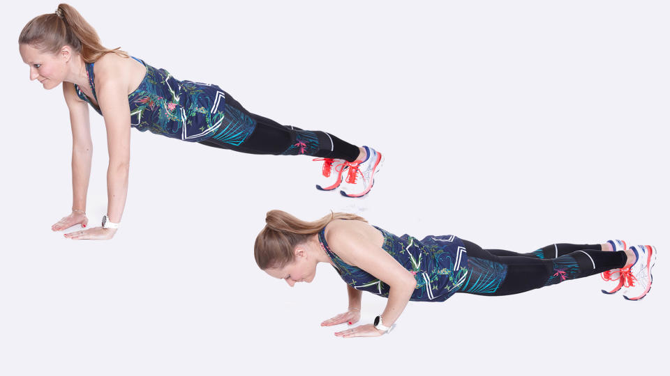 Woman doing a close hand push up