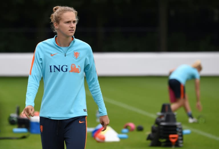 The Netherland's forward Vivianne Miedema attends a training session in Zeist, on July 25, a day after the team won the UEFA Women's Euro 2017 match against Belgium