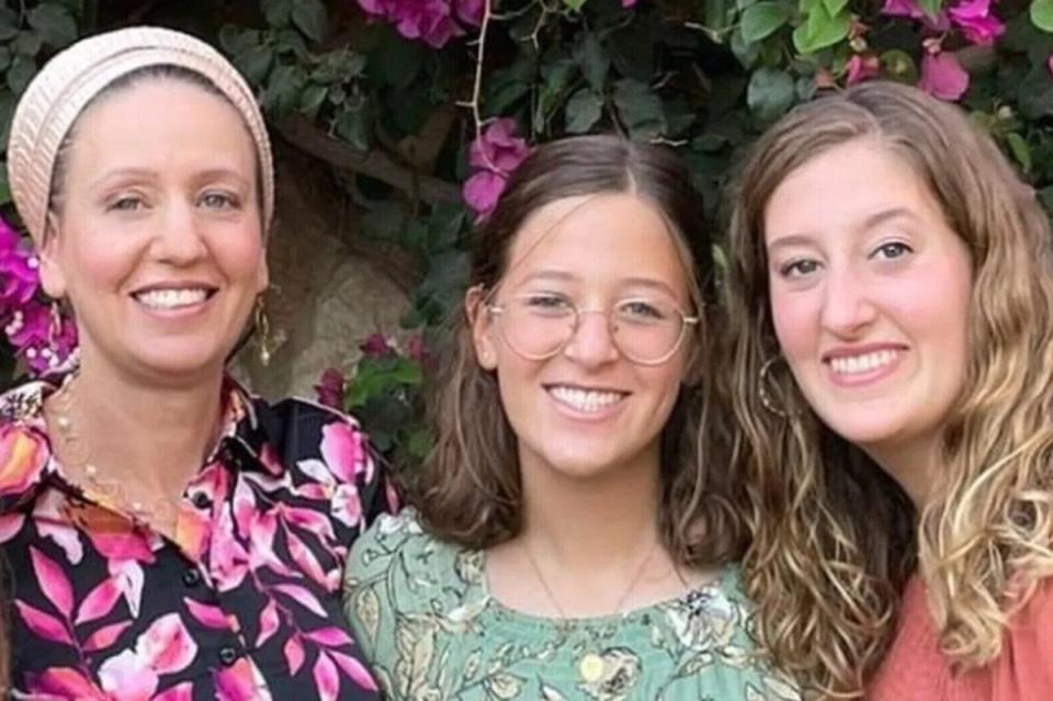 Lucy Dee (left), and daughters Rina (centre) and Maia were shot at close range (Family handout)