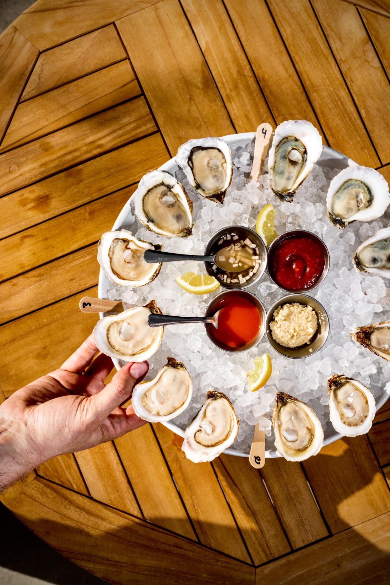 A tower of oysters at Jettie Rae's Oyster House in Asheville.