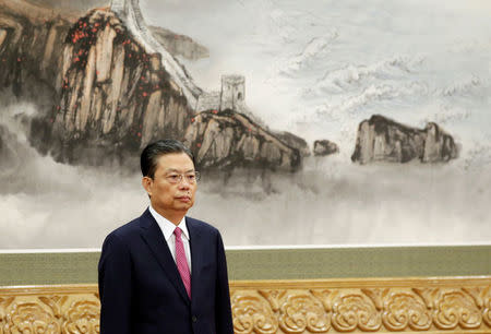 New Politburo Standing Committee member Zhao Leji attends a meeting with media at the Great Hall of the People in Beijing, China October 25, 2017. REUTERS/Jason Lee