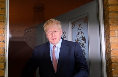 Johnson, leadership candidate for Britain's Conservative Prime Minister, leaves home in London