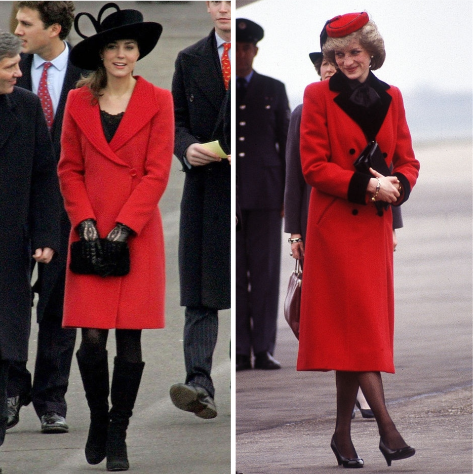 Kate Middleton in 2006 and Princess Diana in 1984