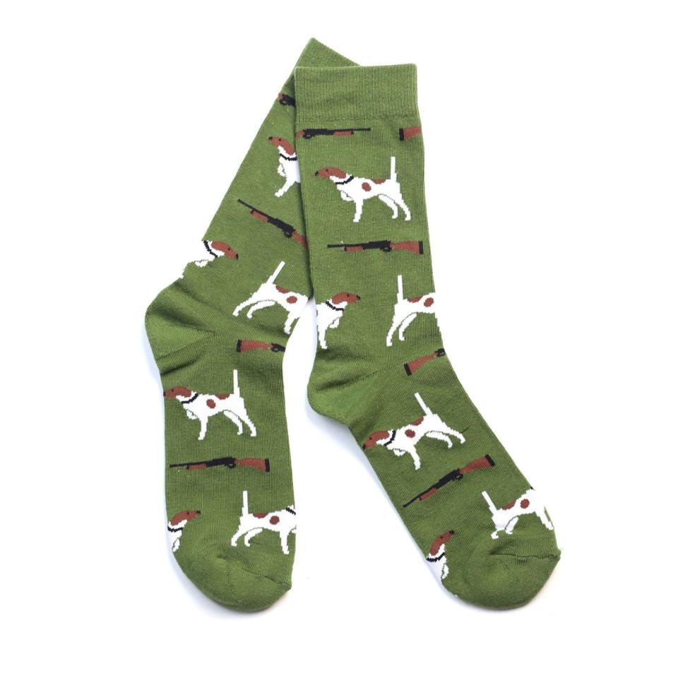 <p><strong>Southern Socks</strong></p><p>southernsocks.com</p><p><strong>$12.00</strong></p><p><a href="https://southernsocks.com/products/bird-dog-socks" rel="nofollow noopener" target="_blank" data-ylk="slk:Shop Now" class="link rapid-noclick-resp">Shop Now</a></p><p>Printed socks make a business casual outfit way more fun.</p>