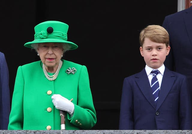 The Queen on the balcony at Buckingham Palace during the Platinum Jubilee