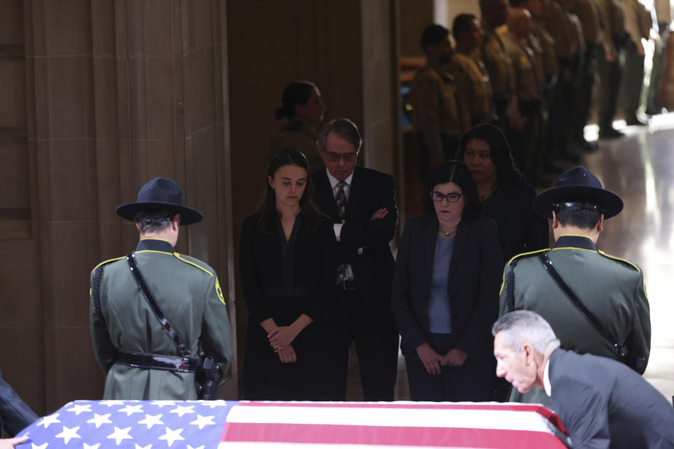 The body of Senator Dianne Feinstein will lie in San Francisco City Hall all day for public viewing in San Francisco on Wednesday, Oct. 4, 2023. (Gabrielle Lurie/San Francisco Chronicle via AP, Pool)