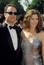 <p>Emmy nominee Tom Hanks and his wife, actress Rita Wilson, arrive at the red carpet of the 50th Annual Primetime Emmy Awards. Hanks has won a total of six Emmys for his role as a producer on several hit shows.</p>