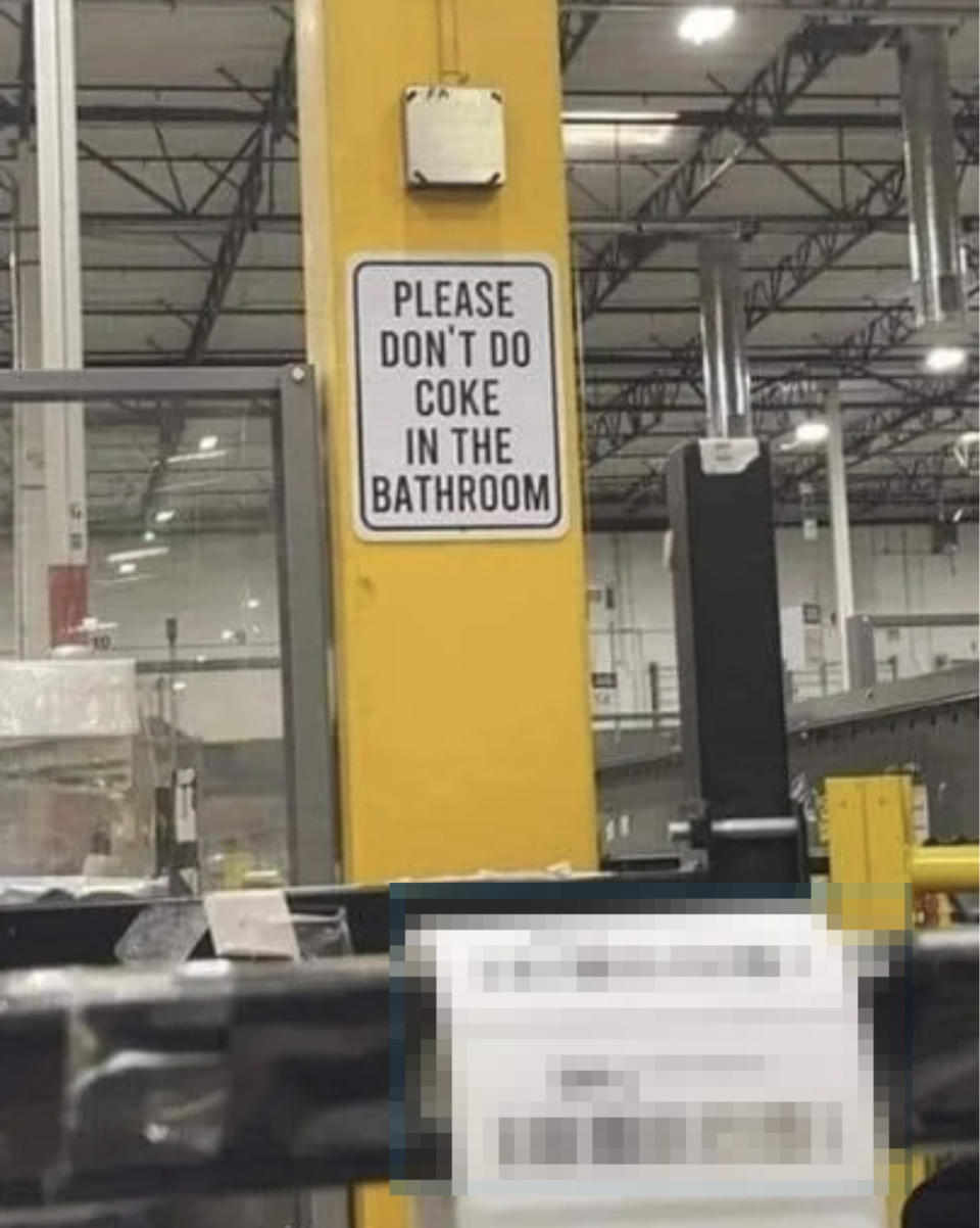 Sign in warehouse reads 