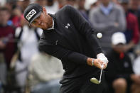 Mito Pereira, of Chile, chips to the green on the eighth hole during the final round of the PGA Championship golf tournament at Southern Hills Country Club, Sunday, May 22, 2022, in Tulsa, Okla. (AP Photo/Sue Ogrocki)