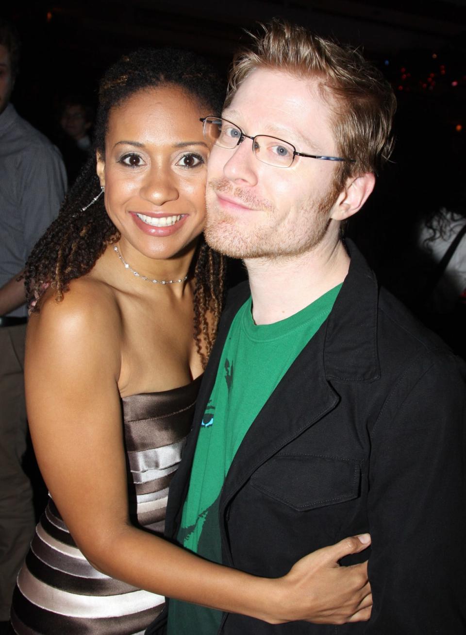 <div class="inline-image__caption"><p>Tracie Thoms (who played Joanne in the film and the final cast) and Anthony Rapp (who was the original and film Mark) pose at The RENT Closing Night on Broadway After Party in 2008.</p></div> <div class="inline-image__credit">Bruce Glikas/Getty Images</div>