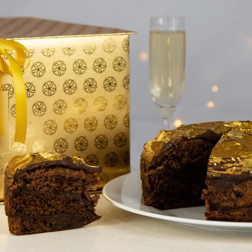 <p><a class="link " href="https://www.sacla.co.uk/products/golden-panettone-italian-christmas-cake" rel="nofollow noopener" target="_blank" data-ylk="slk:SHOP NOW;elm:context_link;itc:0;sec:content-canvas">SHOP NOW</a></p><p>Truly the king (or queen) of panettones, this very special creation from the De Riso bakery on the Amalfi Coast comes decorated with gold leaf and arrives on a presentation plate inside a golden gift box.</p><p>Gold panettone, £200, Sacla</p>