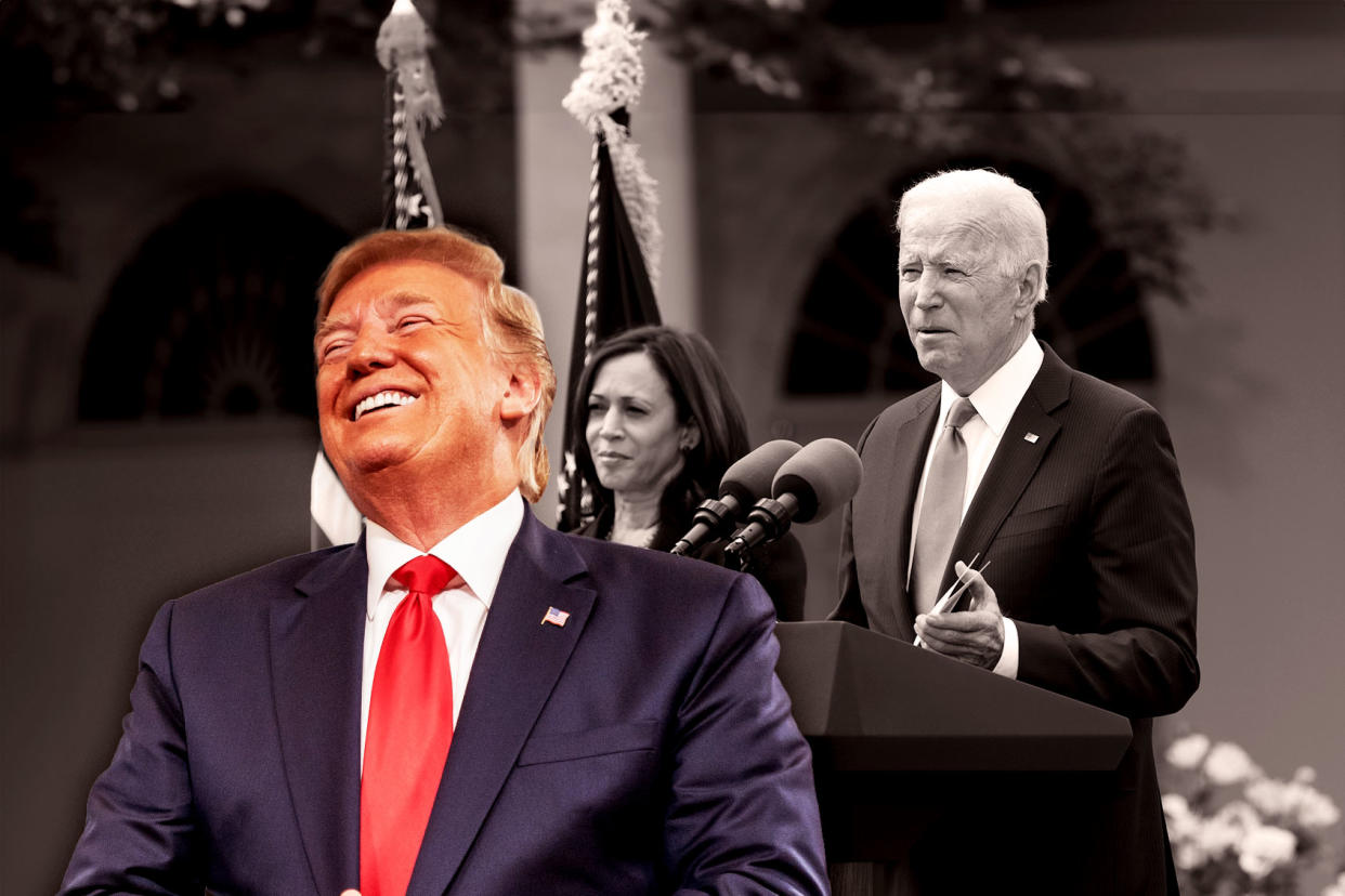 Donald Trump; Kamala Harris; Joe Biden Photo illustration by Salon/Getty Images